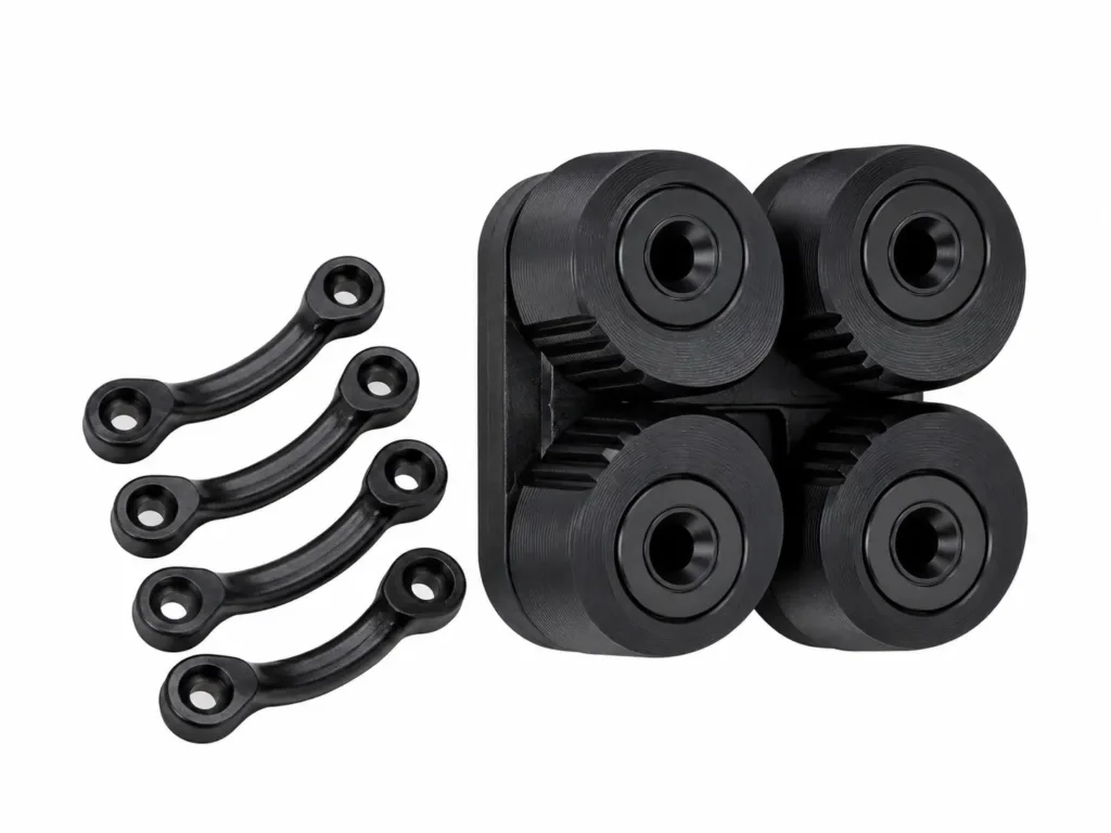 Black Roller Wheels And Curved Link Brackets
