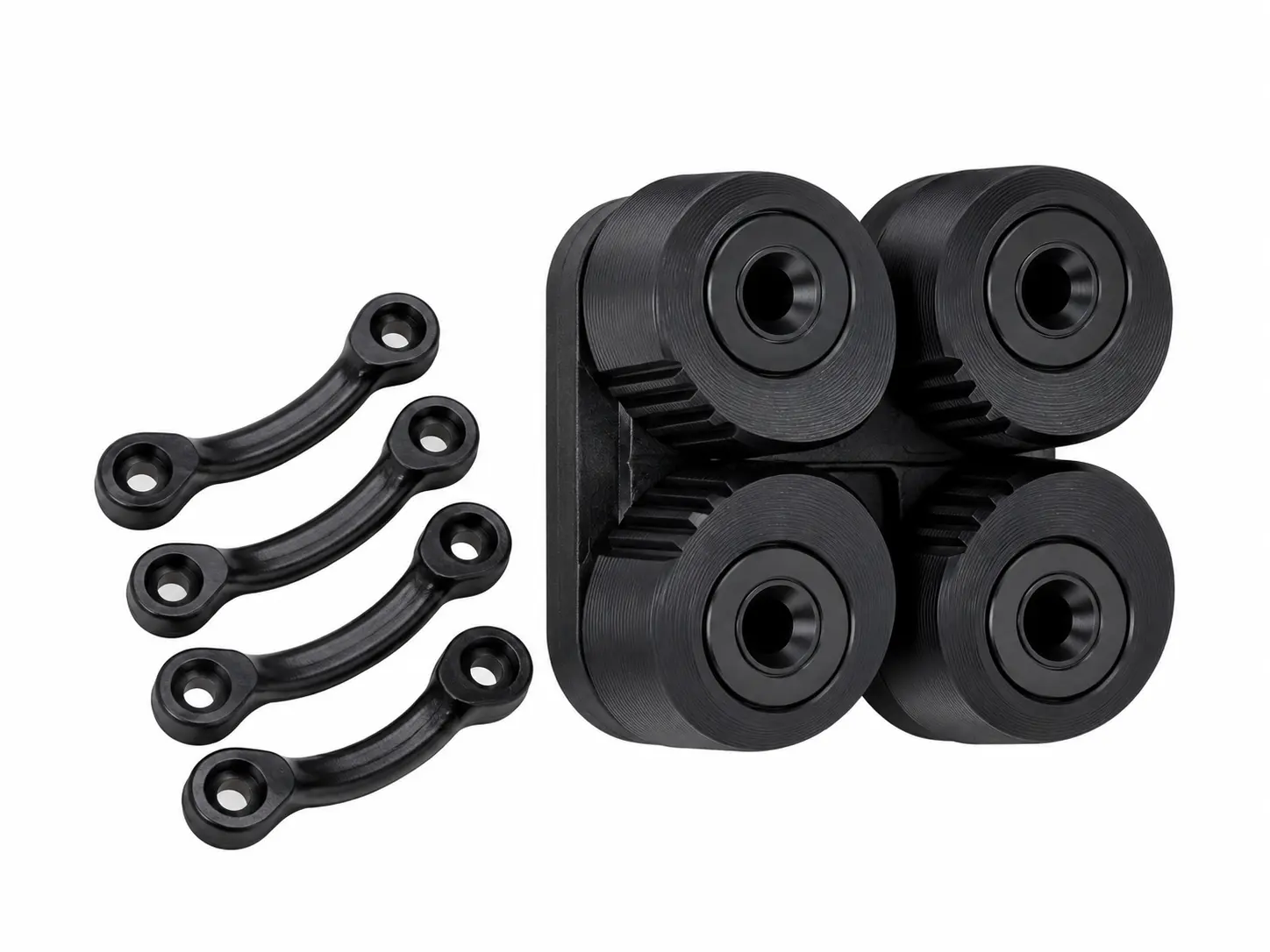 Black Roller Wheels And Curved Link Brackets