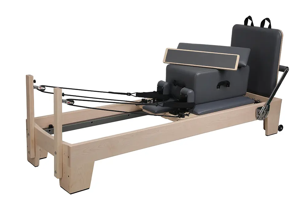 Maple Wood Pilates Reformer Front Perspective View