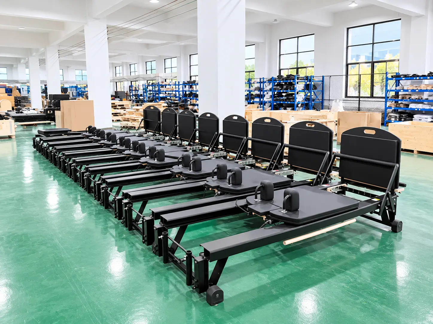 Modern Pilates Equipment Factory Floor