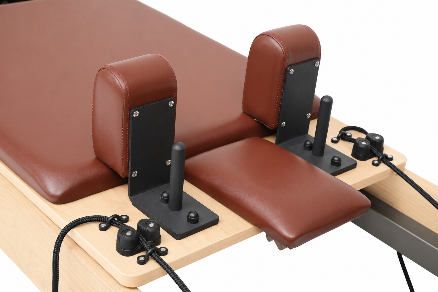 Pilates Reformer In Maple And Brown Leather
