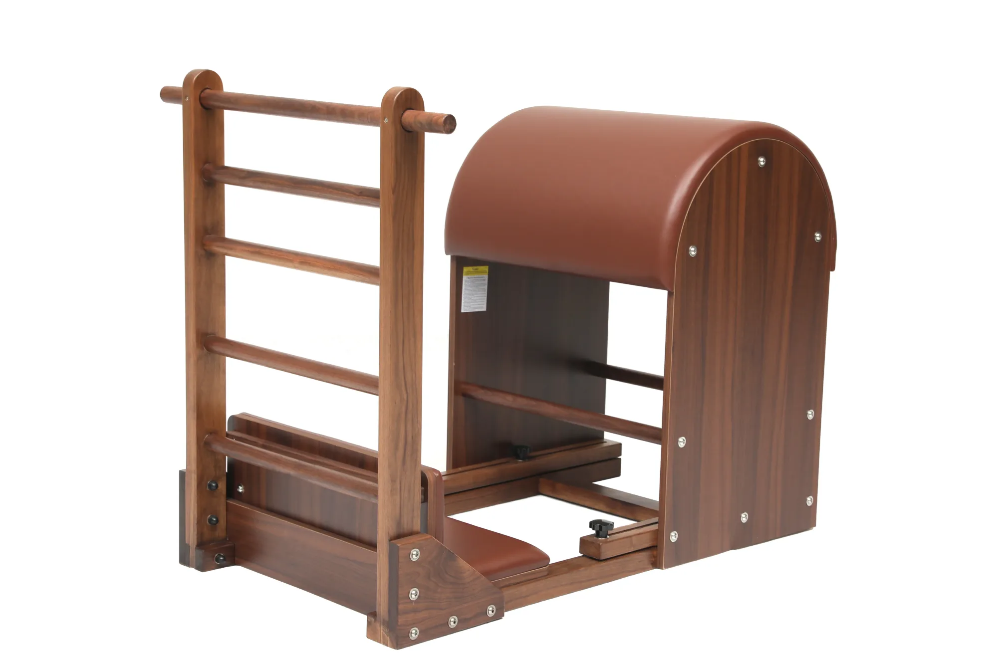 Walnut Wood Pilates Ladder Barrel Rear Perspective View