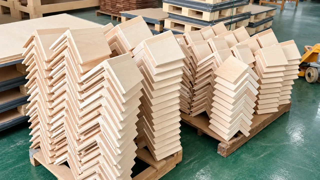 Angular Wood Panels In A Workshop Warehouse