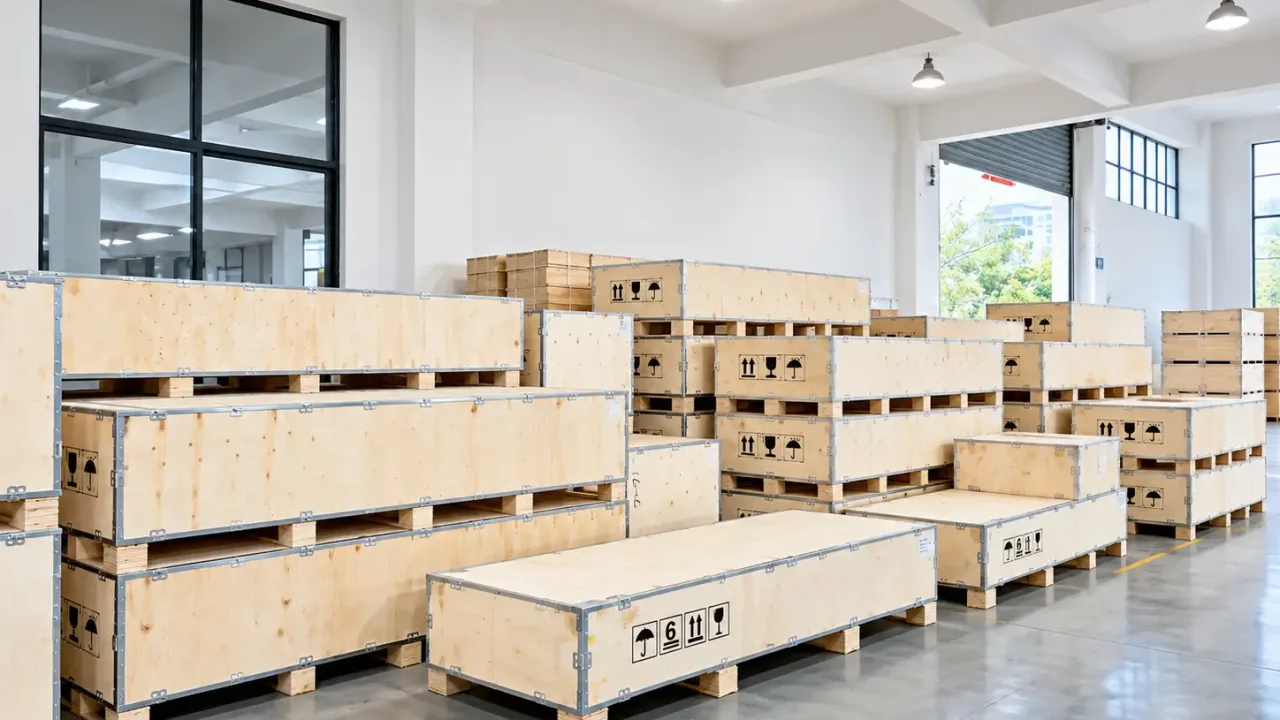 Bright Industrial Warehouse Crate Storage
