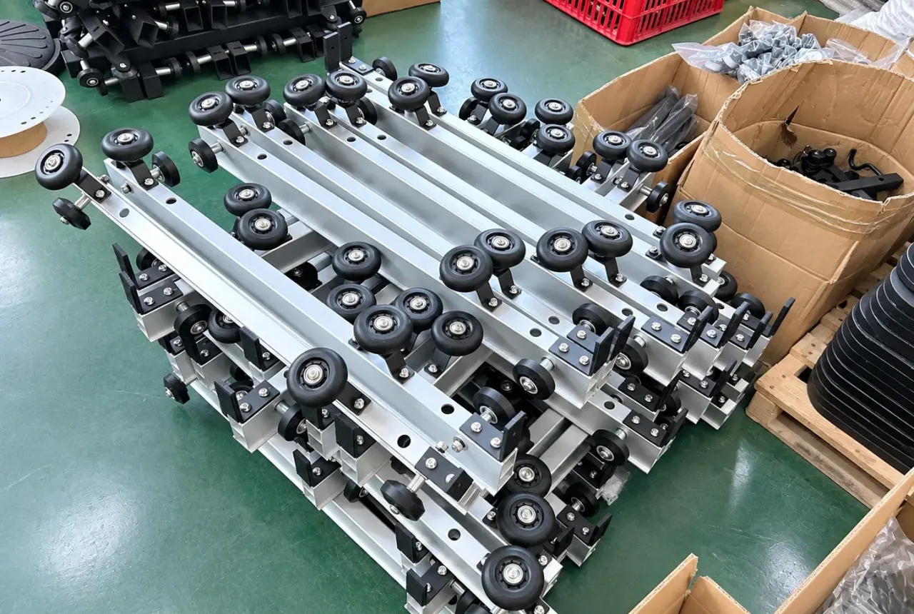 Industrial Roller Assemblies In Organized Workshop